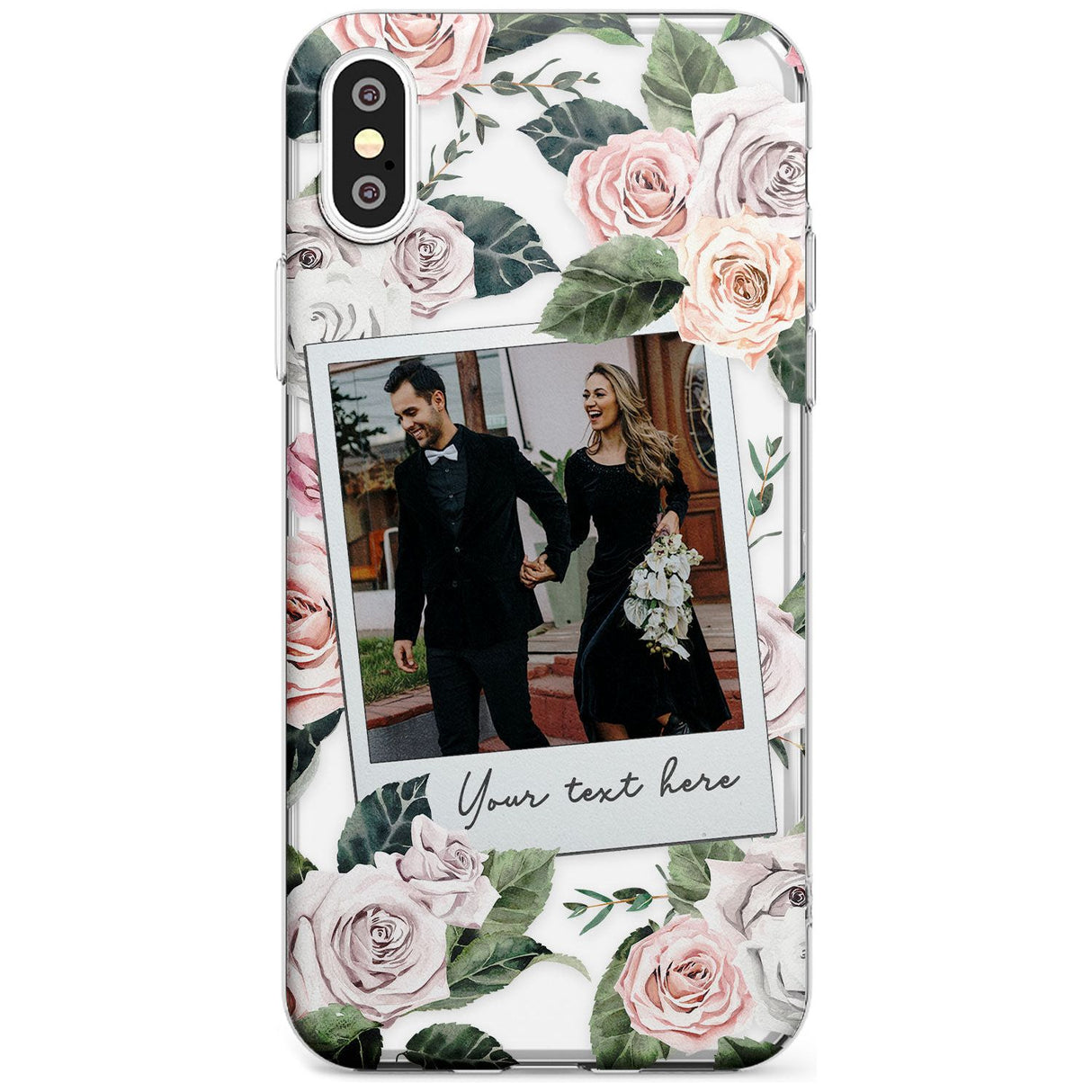 Floral Instant Film Black Impact Phone Case for iPhone X XS Max XR