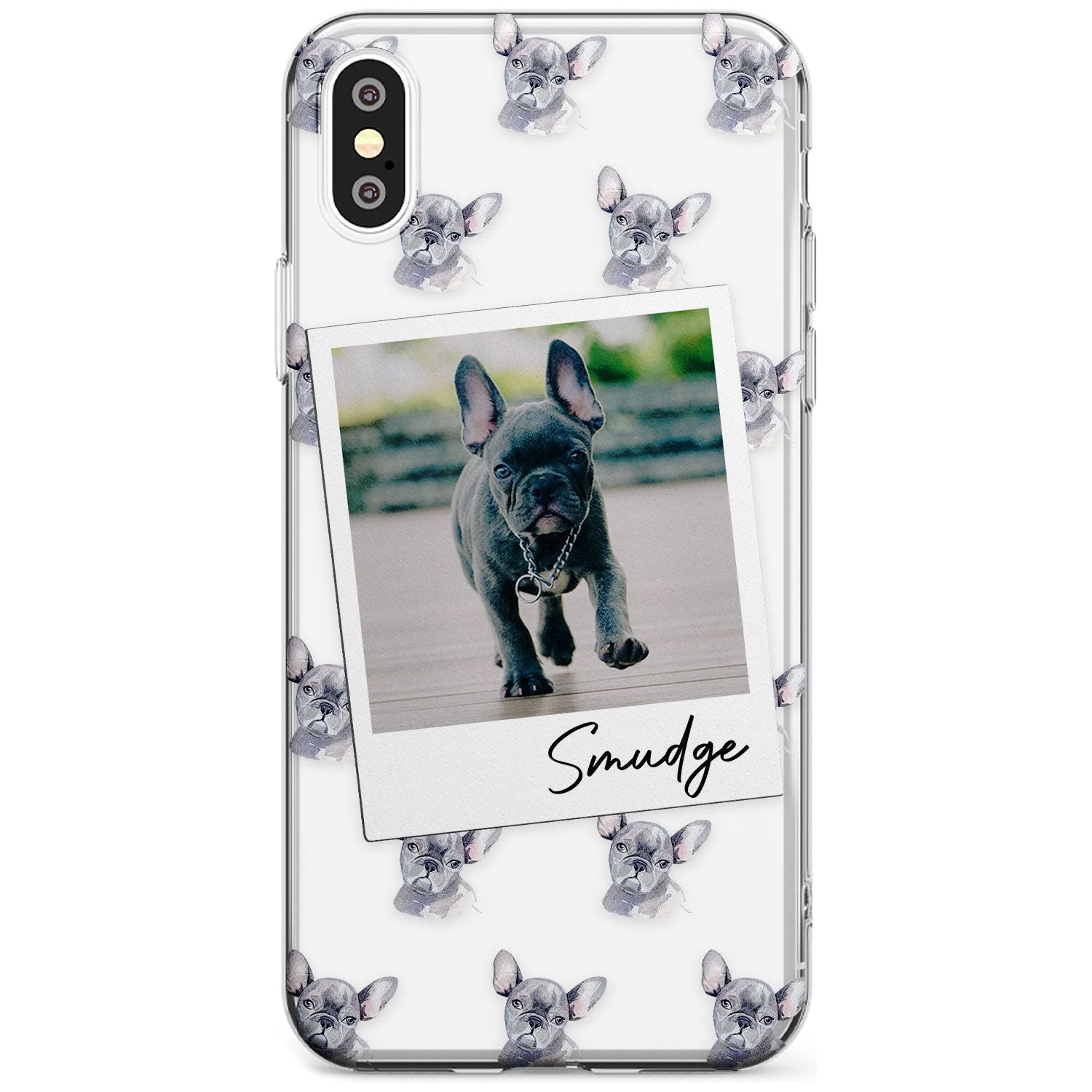 French Bulldog, Grey - Custom Dog Photo Black Impact Phone Case for iPhone X XS Max XR