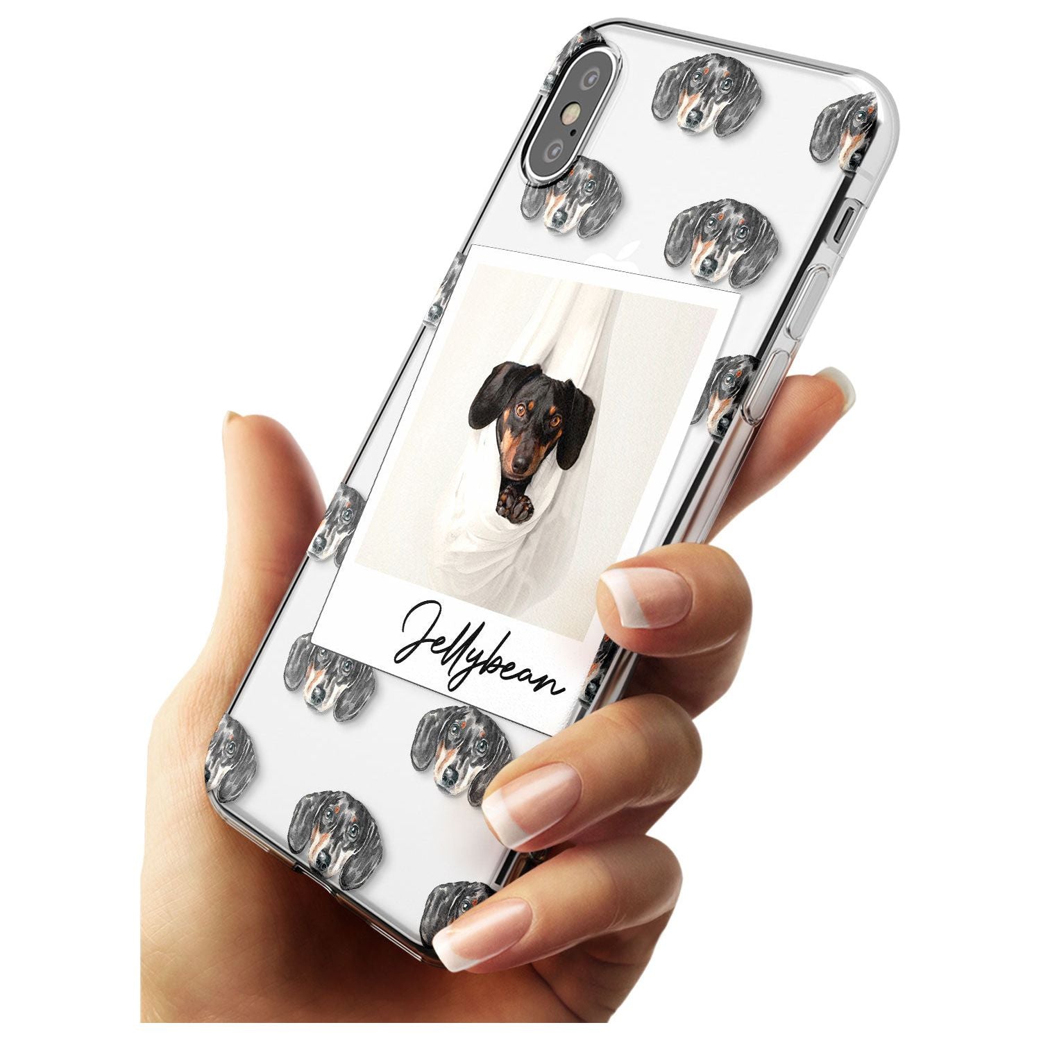 Dachshund, Black- Custom Dog Photo Black Impact Phone Case for iPhone X XS Max XR