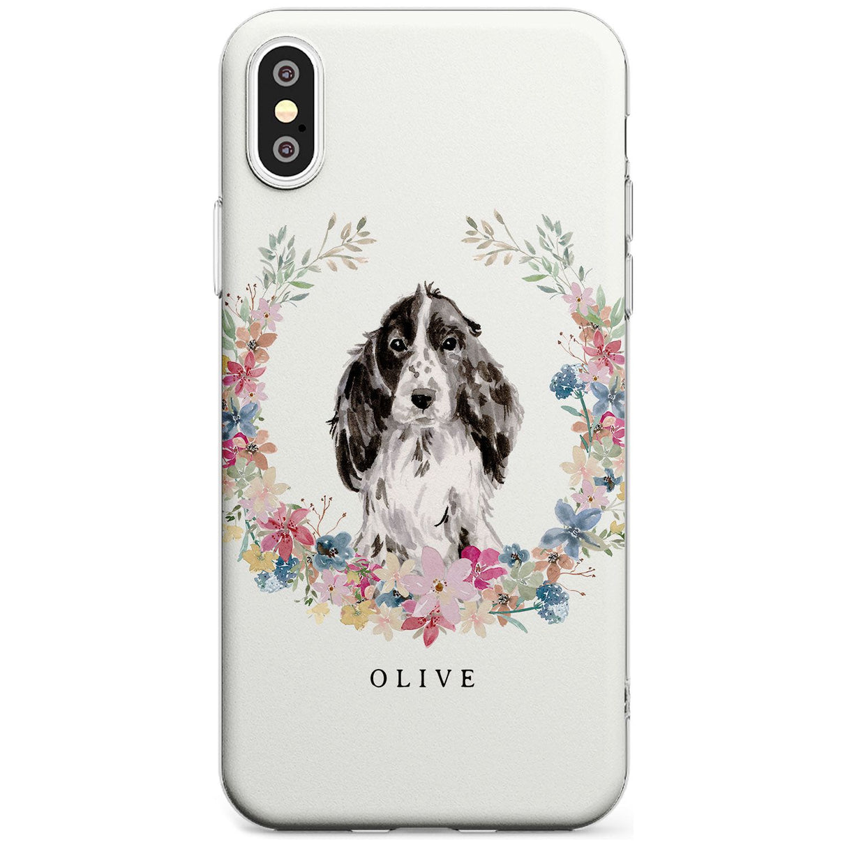 Black Cocker Spaniel - Watercolour Dog Portrait Slim TPU Phone Case Warehouse X XS Max XR