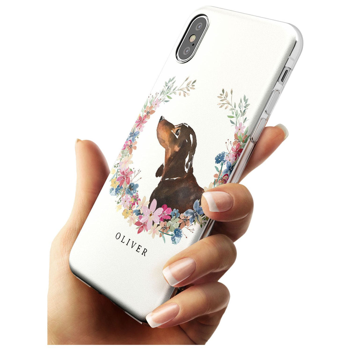 Black & Tan Dachshund - Watercolour Dog Portrait Slim TPU Phone Case Warehouse X XS Max XR