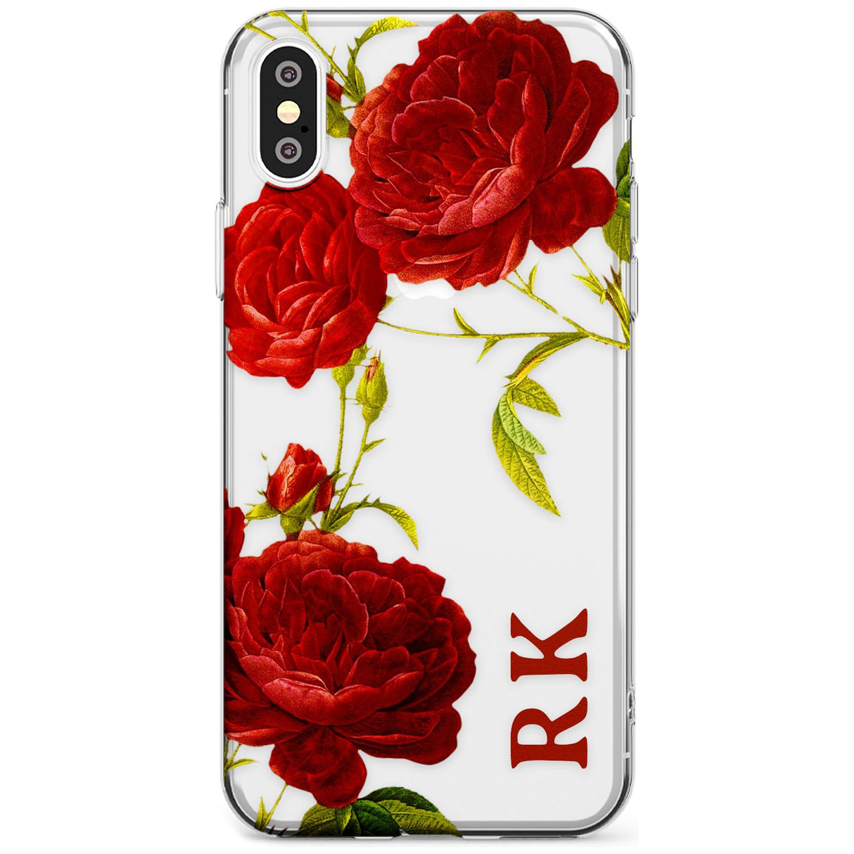 Custom Clear Vintage Floral Red Roses Slim TPU Phone Case Warehouse X XS Max XR