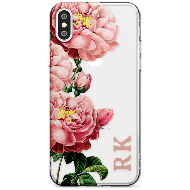 Custom Clear Vintage Floral Pink Peonies Slim TPU Phone Case Warehouse X XS Max XR