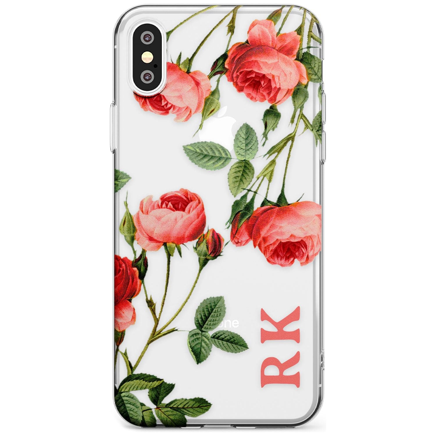 Custom Clear Vintage Floral Pink Roses Slim TPU Phone Case Warehouse X XS Max XR