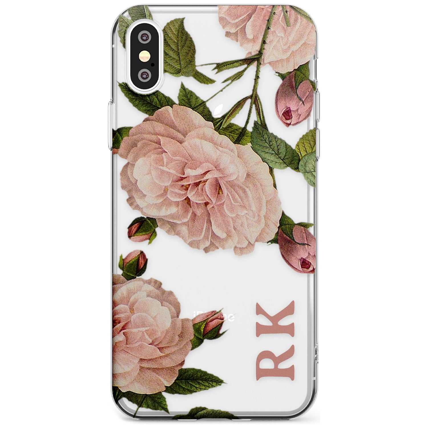 Custom Clear Vintage Floral Pale Pink Peonies Slim TPU Phone Case Warehouse X XS Max XR