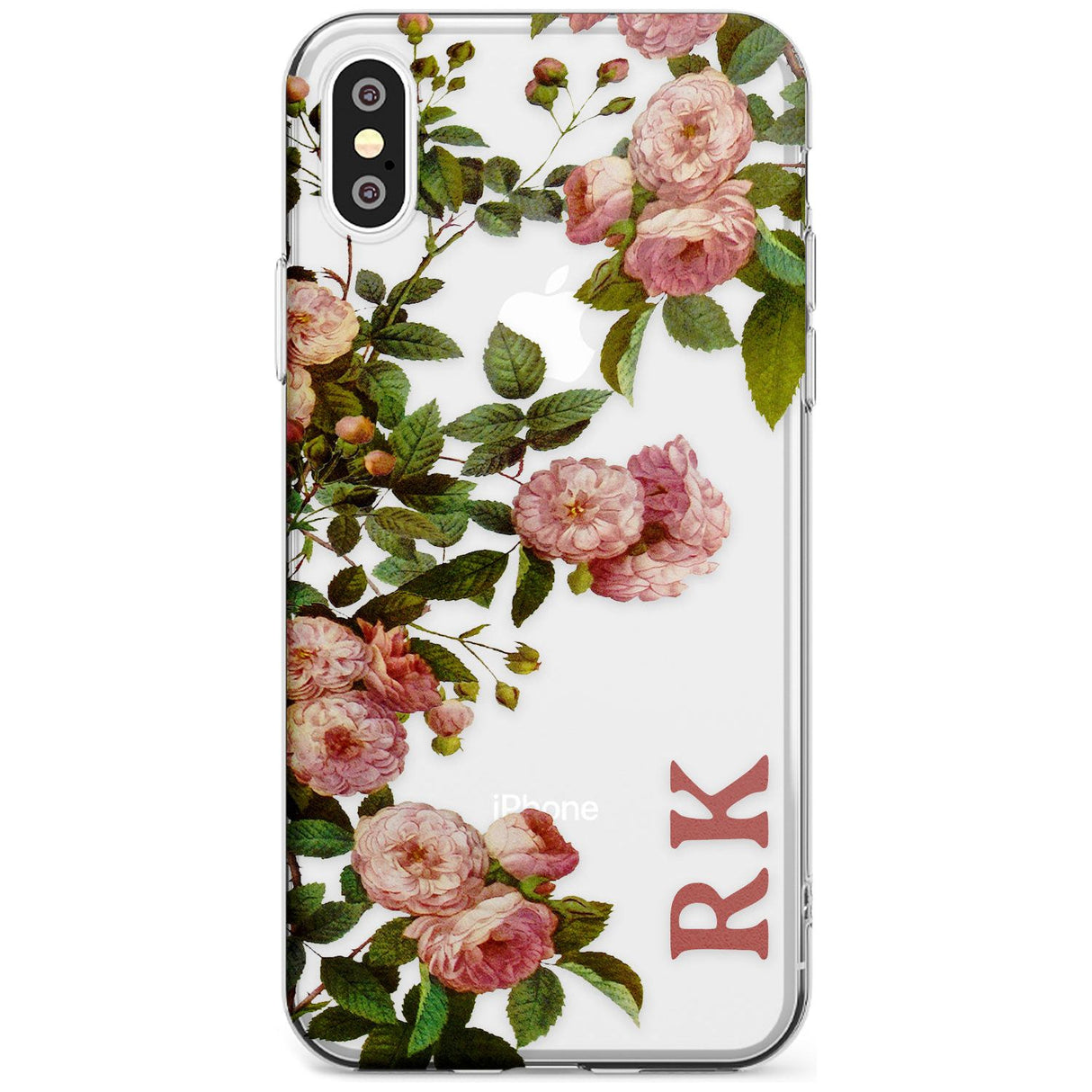 Custom Clear Vintage Floral Pink Garden Roses Slim TPU Phone Case Warehouse X XS Max XR