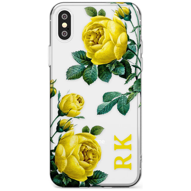 Custom Clear Vintage Floral Yellow Roses Slim TPU Phone Case Warehouse X XS Max XR