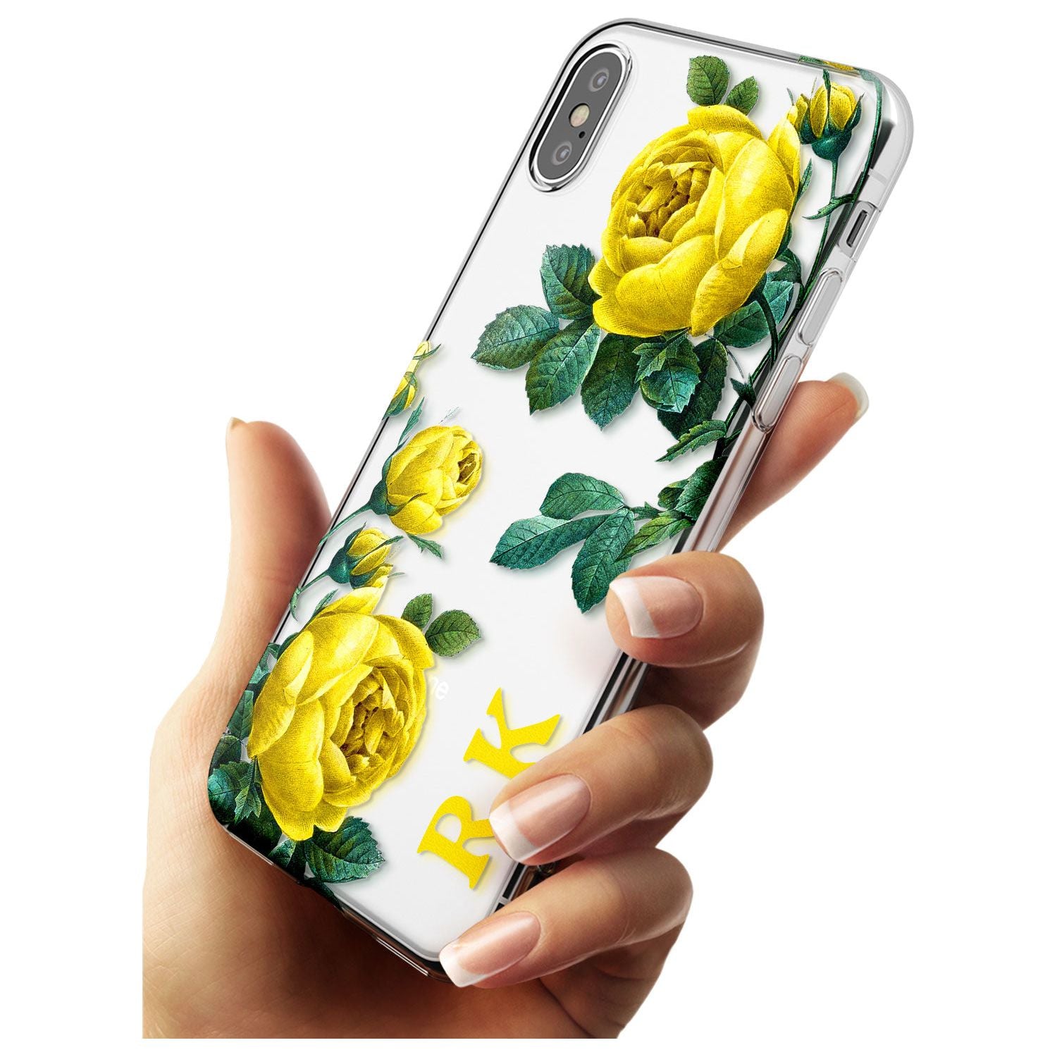 Custom Clear Vintage Floral Yellow Roses Slim TPU Phone Case Warehouse X XS Max XR