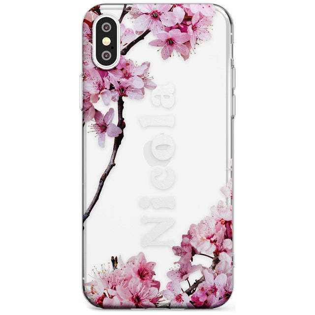 Cherry Blossoms with Custom Text Black Impact Phone Case for iPhone X XS Max XR