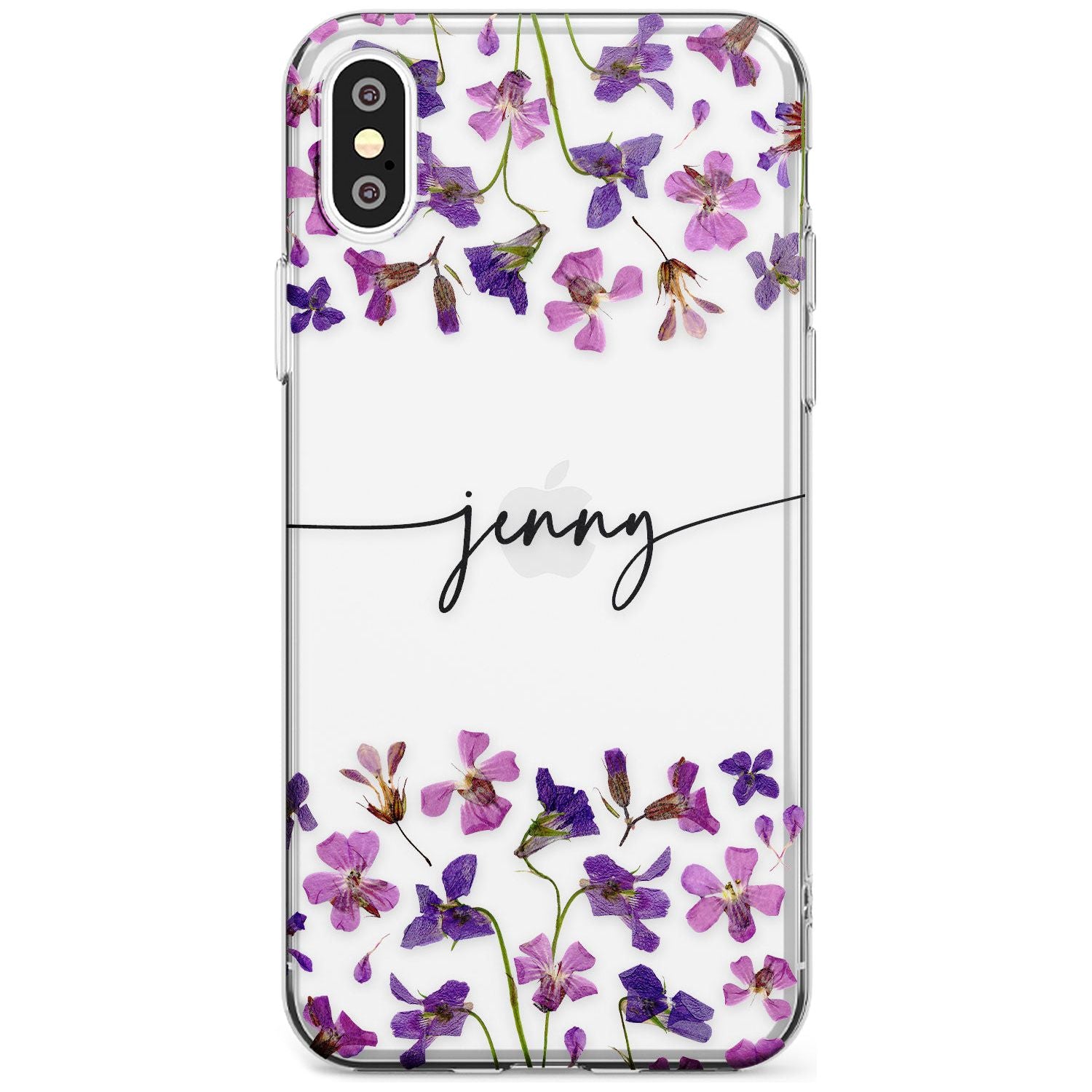 Custom Violet Flowers Black Impact Phone Case for iPhone X XS Max XR