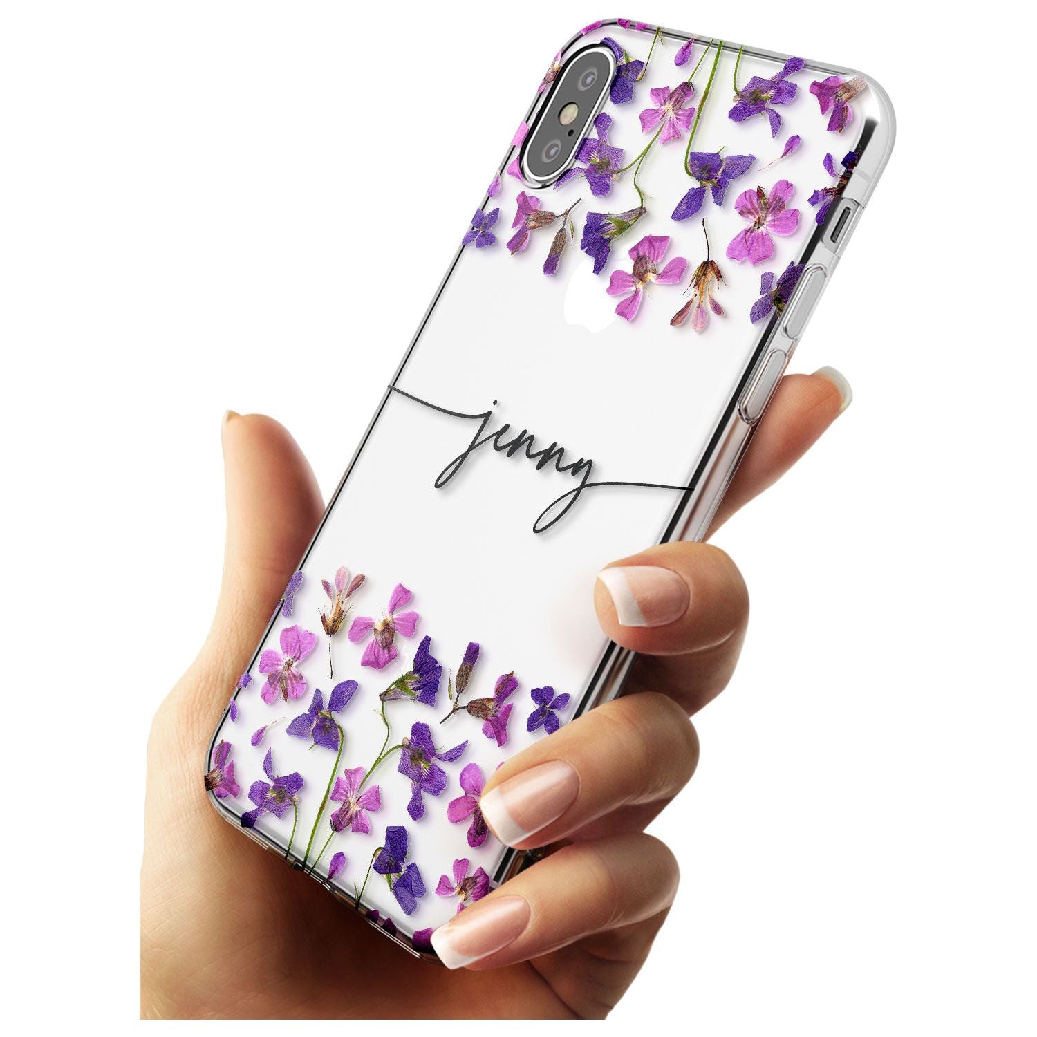 Custom Violet Flowers Black Impact Phone Case for iPhone X XS Max XR