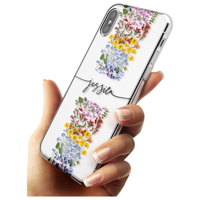 Custom Wildflower Stripe Black Impact Phone Case for iPhone X XS Max XR