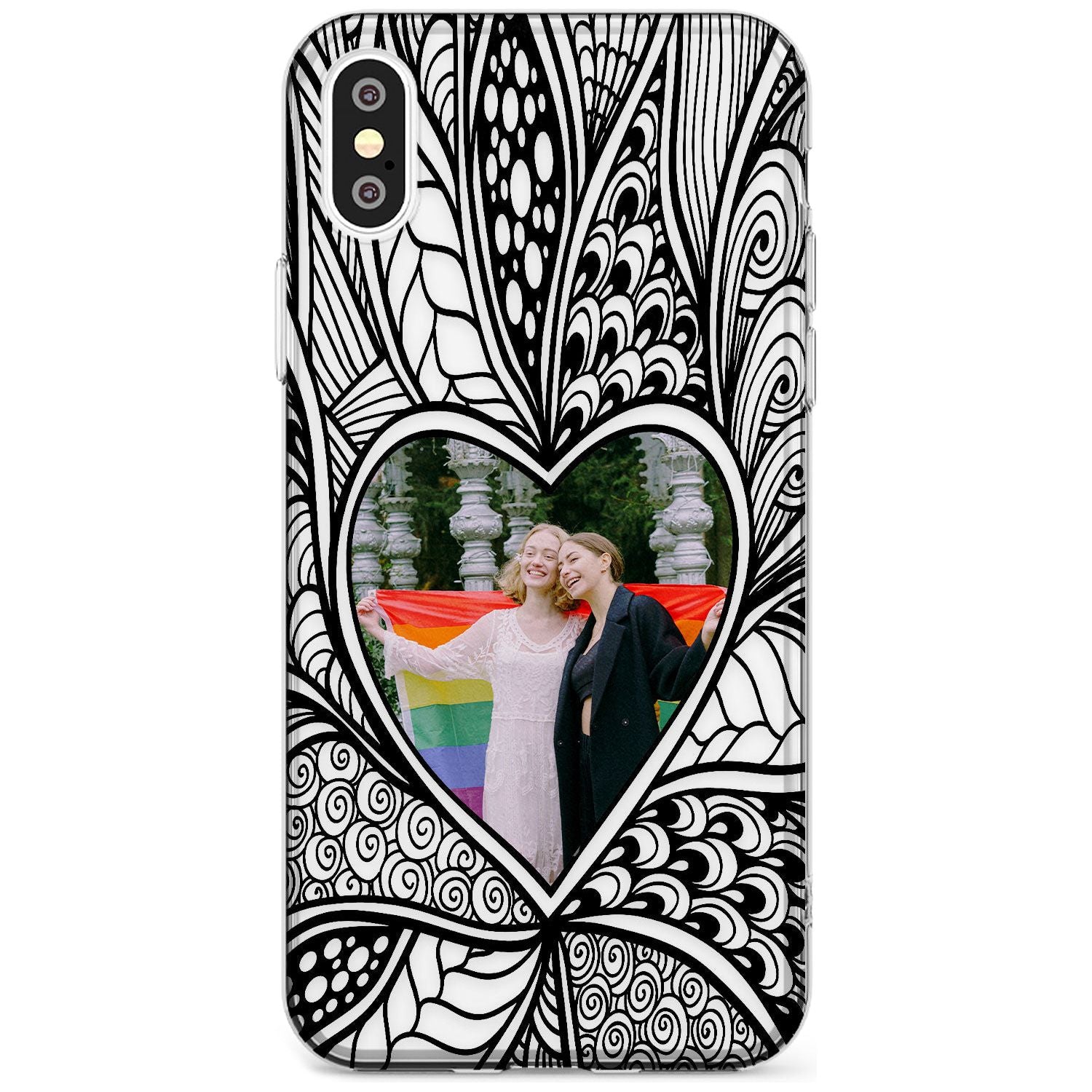 Personalised Henna Heart Photo Case Slim TPU Phone Blanc Space X XS Max XR