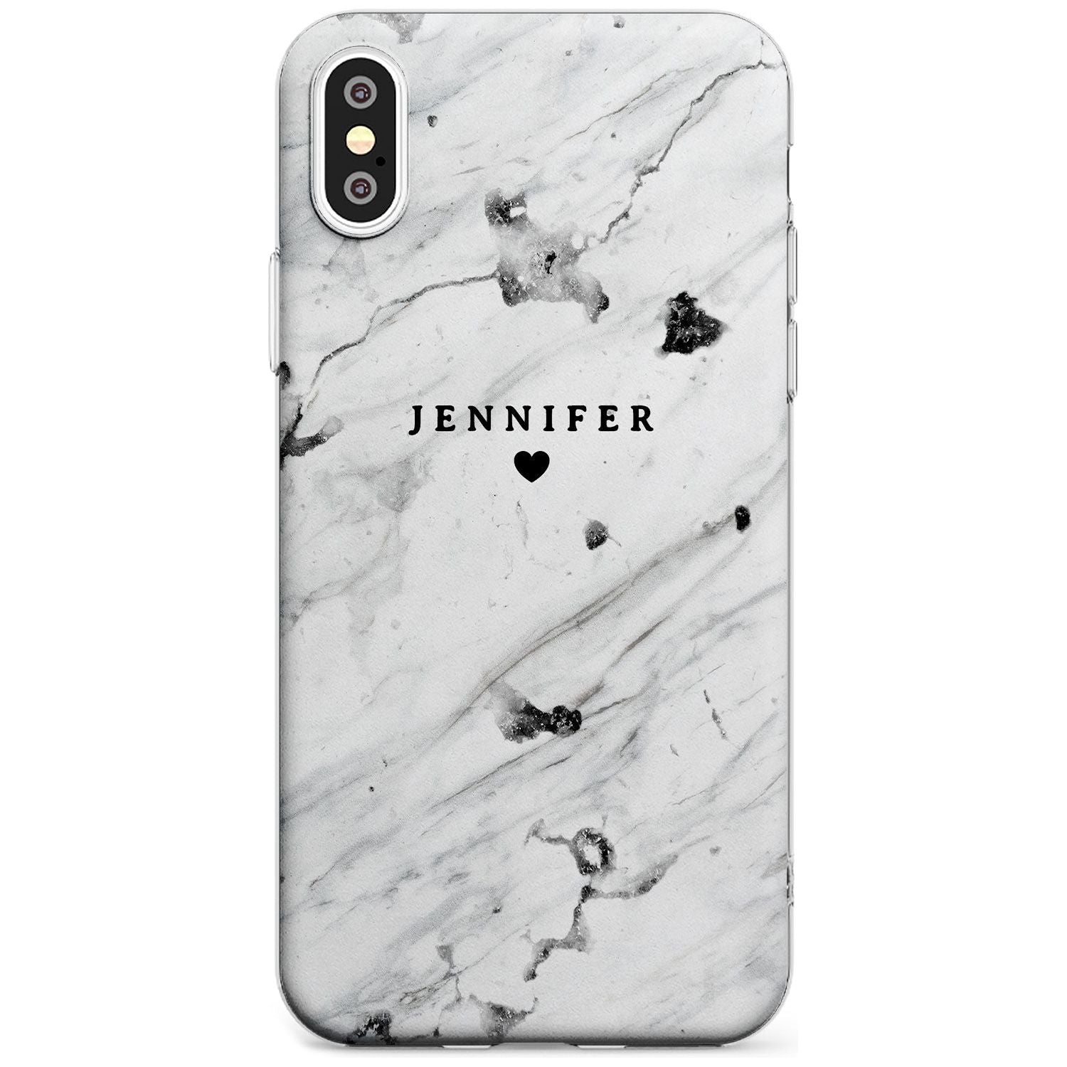 Personalised Black & White Marble Black Impact Phone Case for iPhone X XS Max XR