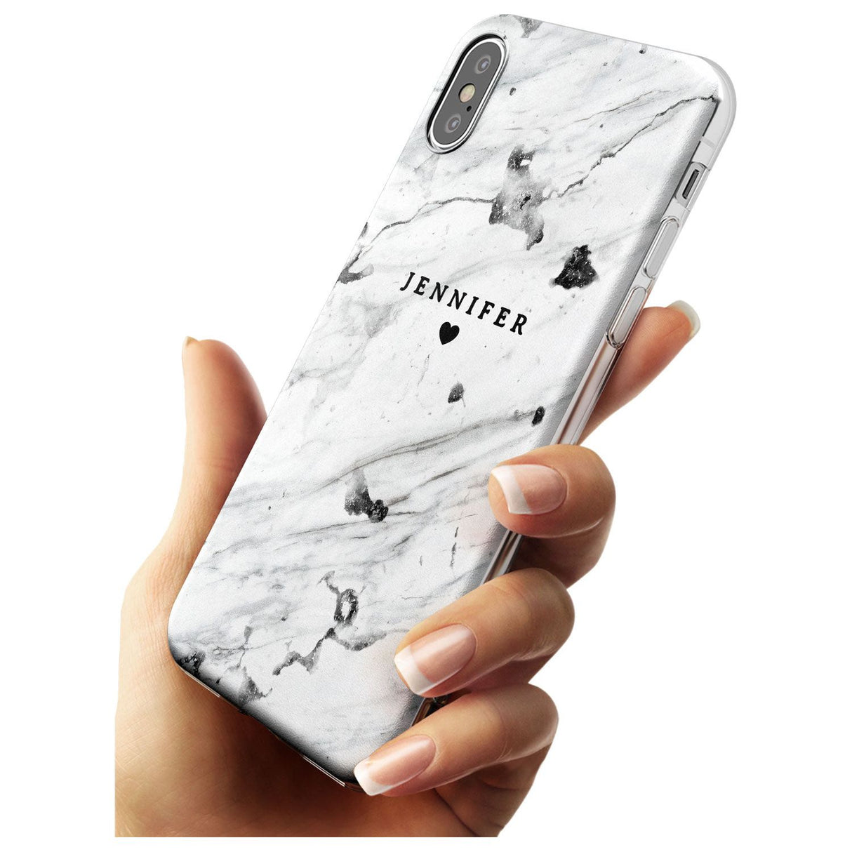 Personalised Black & White Marble Black Impact Phone Case for iPhone X XS Max XR