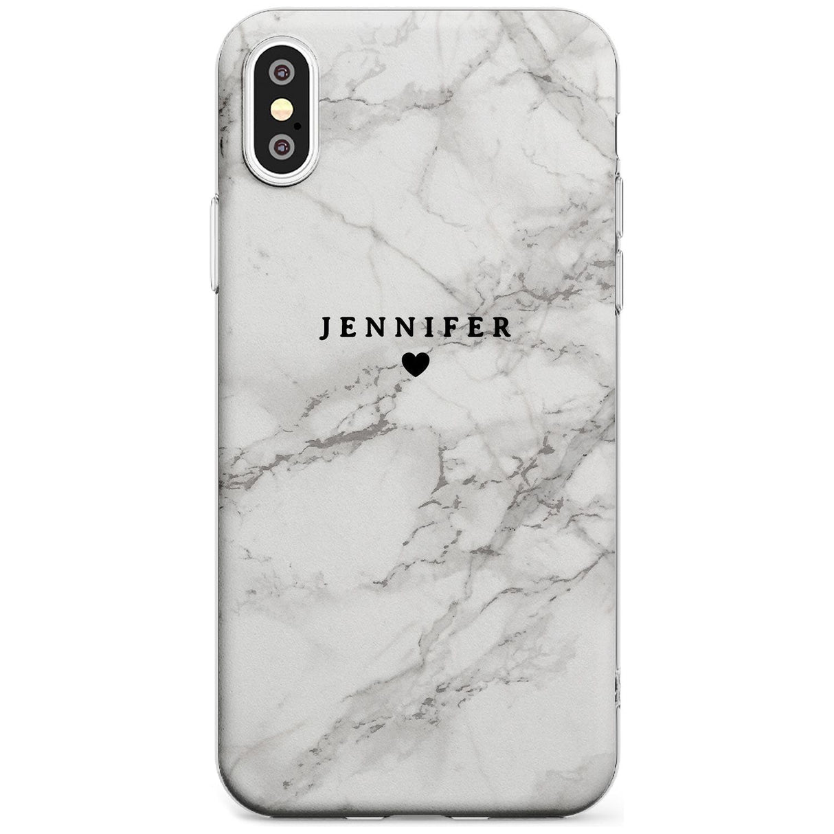 Personalised Light Grey Classic Marble Black Impact Phone Case for iPhone X XS Max XR