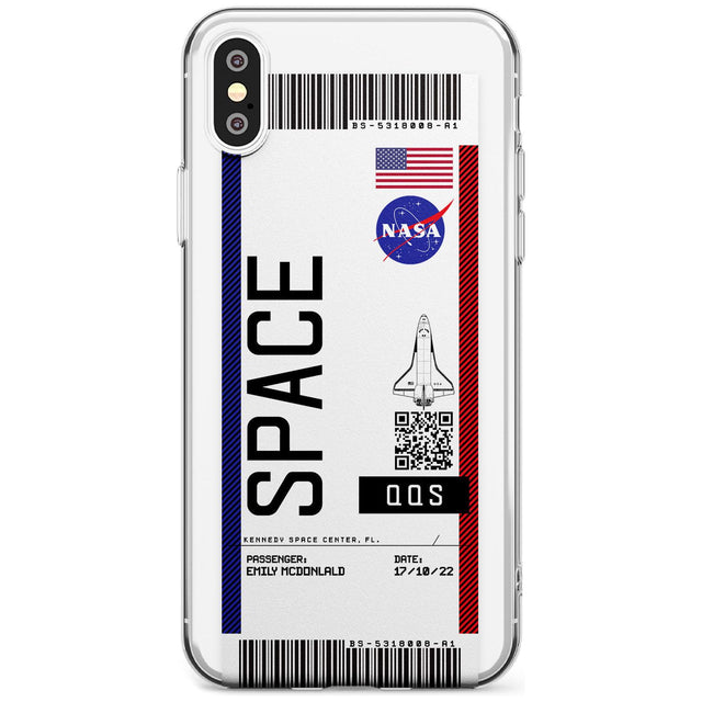 Personalised NASA Boarding Pass (Light) Slim TPU Phone Blanc Space X XS Max XR