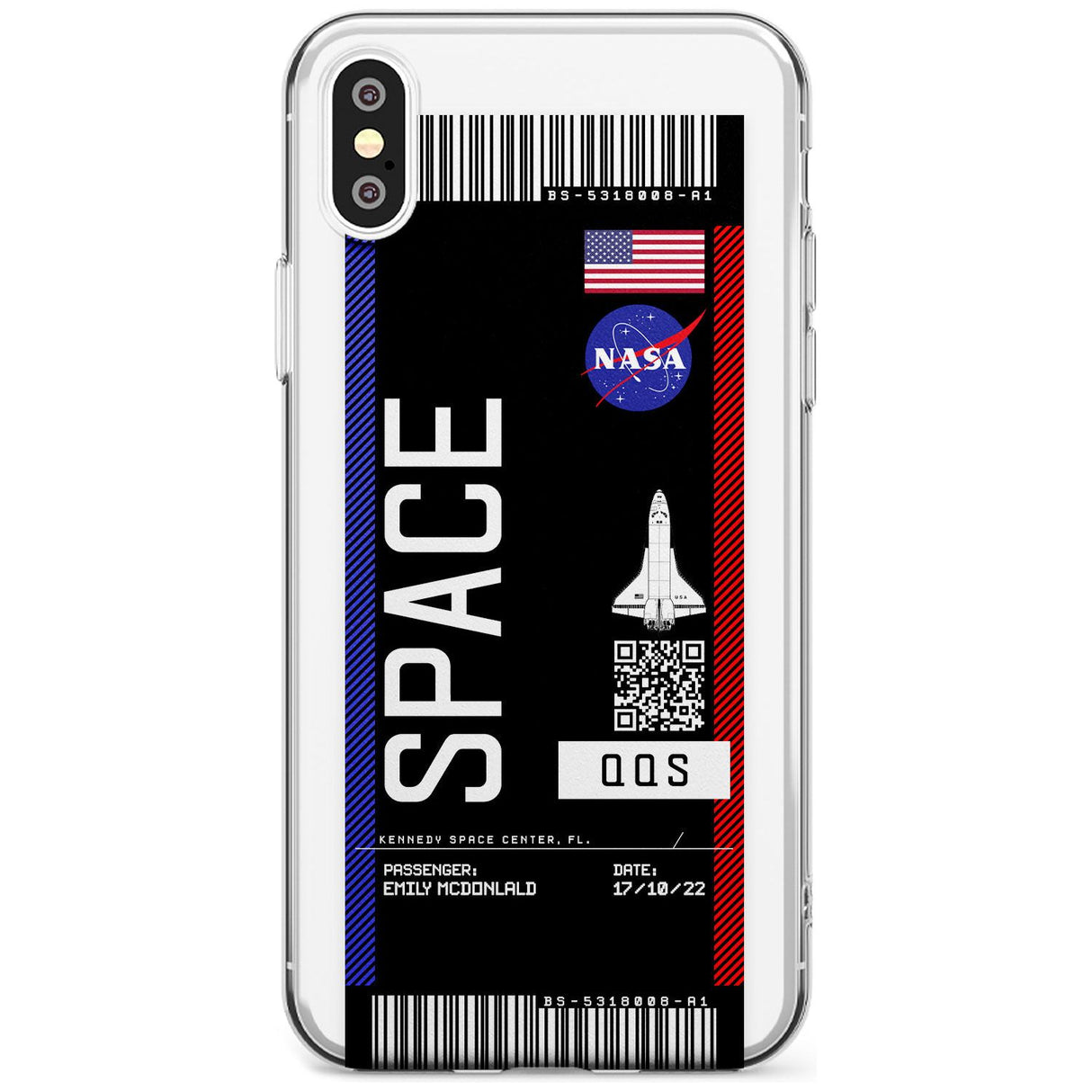 Personalised NASA Boarding Pass (Dark) Slim TPU Phone Blanc Space X XS Max XR