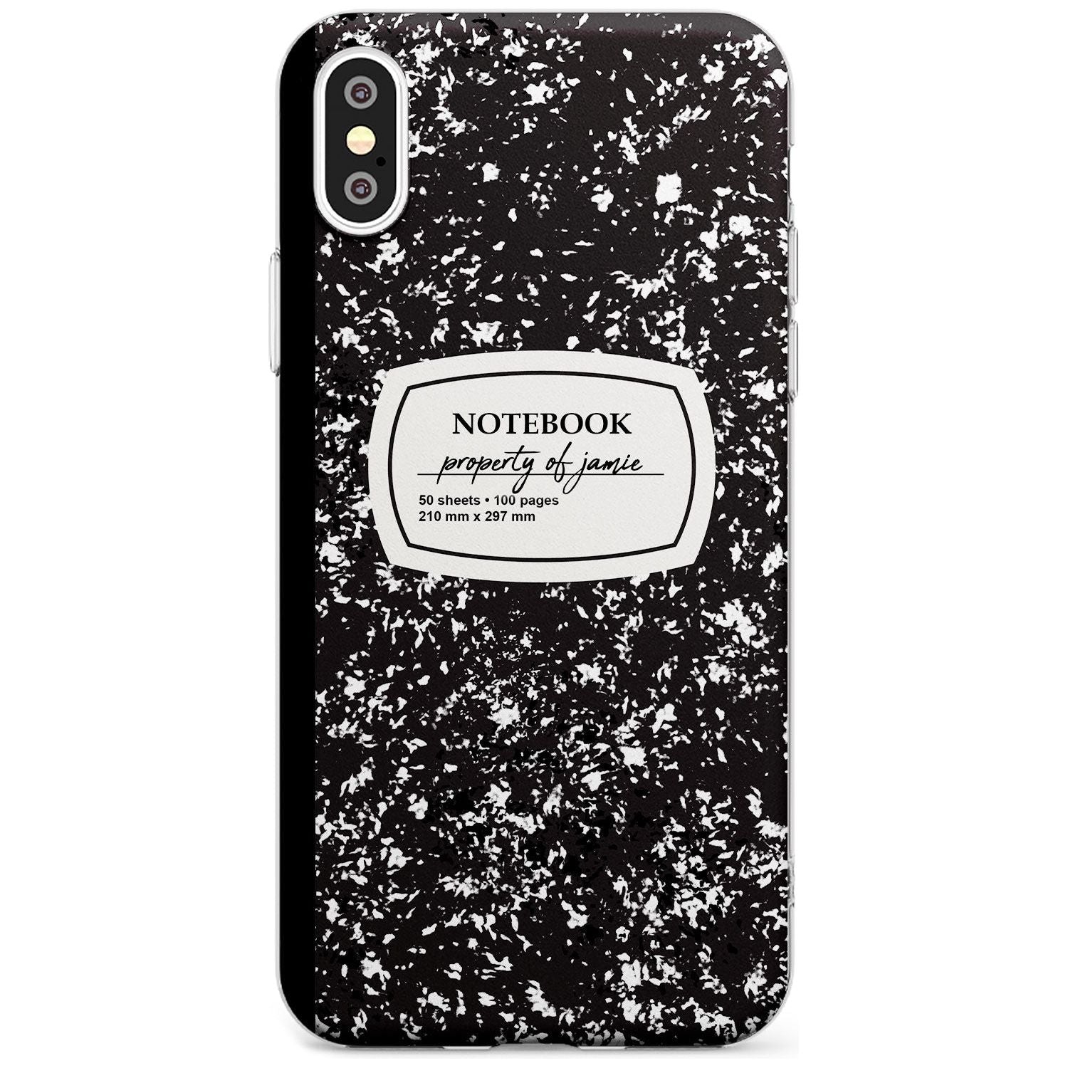 Custom Notebook Cover Black Impact Phone Case for iPhone X XS Max XR