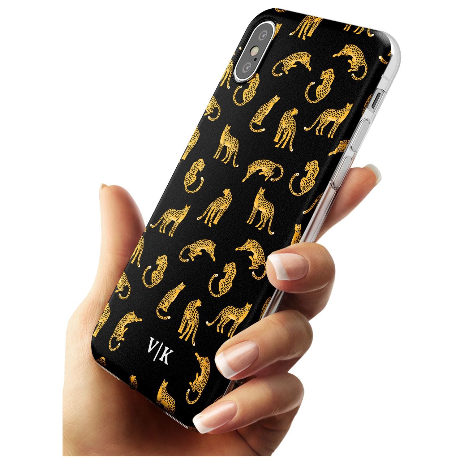 Personalised Cheetah Pattern: Black Black Impact Phone Case for iPhone X XS Max XR