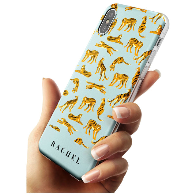 Personalised Tiger Pattern: Turquoise Black Impact Phone Case for iPhone X XS Max XR