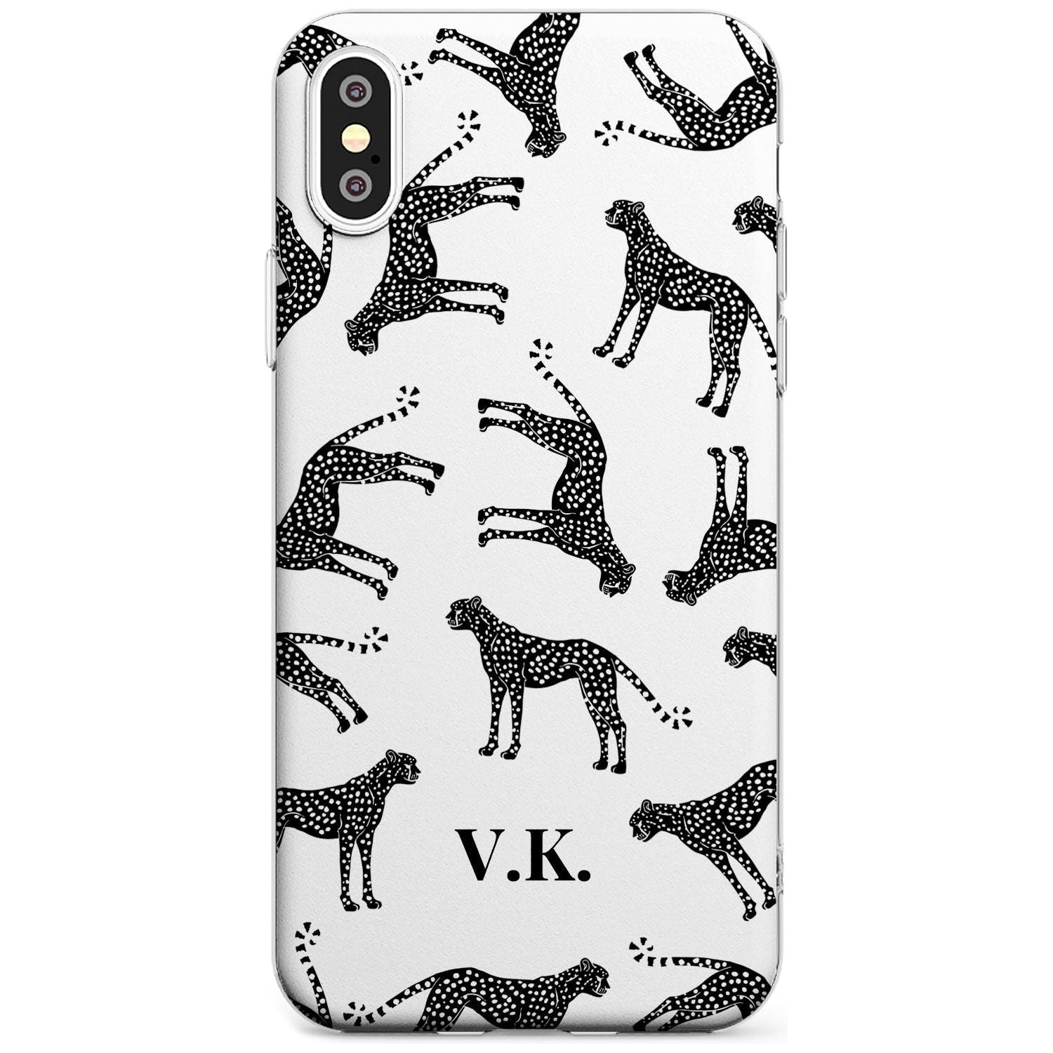 Personalised Cheetah Pattern: Black & White Black Impact Phone Case for iPhone X XS Max XR