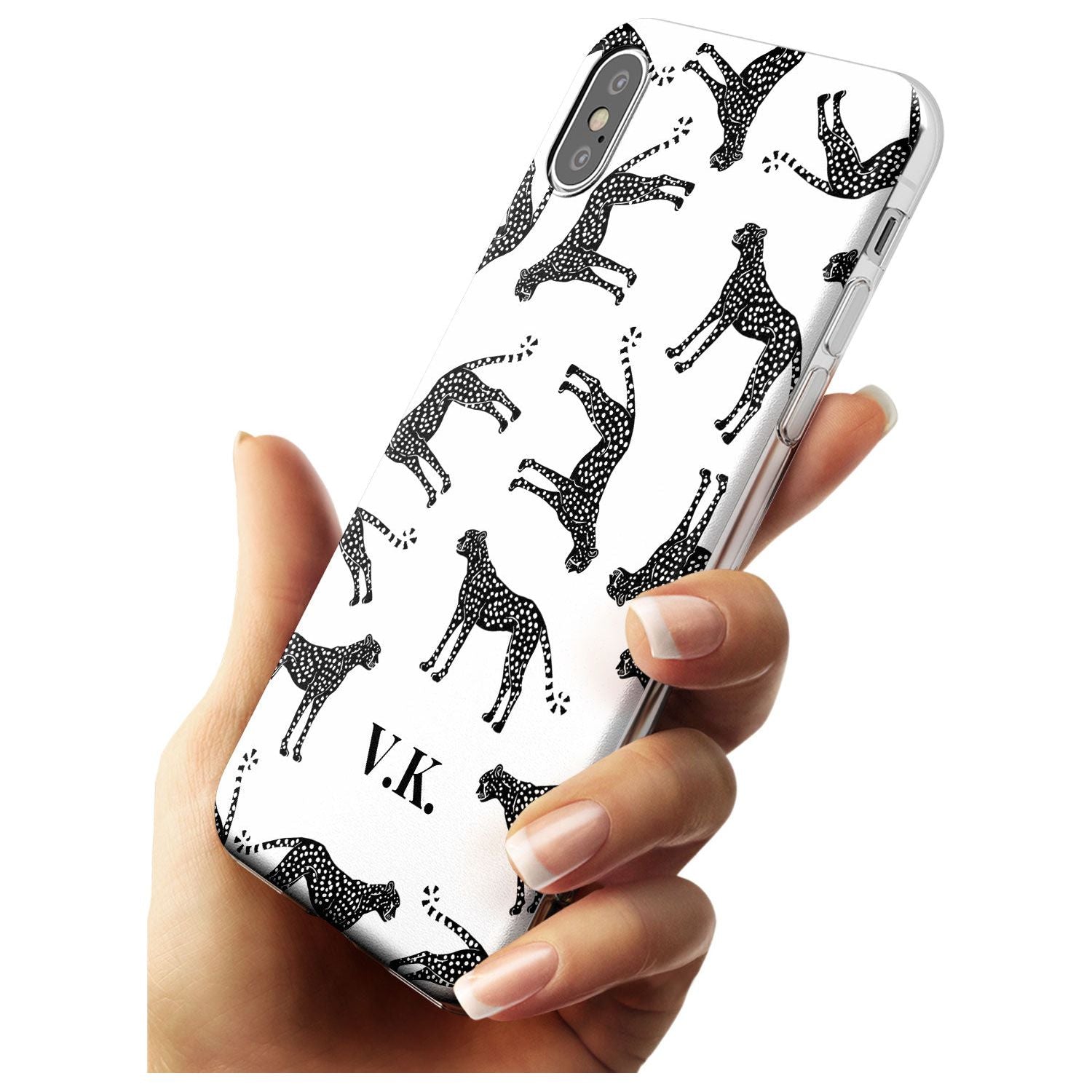Personalised Cheetah Pattern: Black & White Black Impact Phone Case for iPhone X XS Max XR