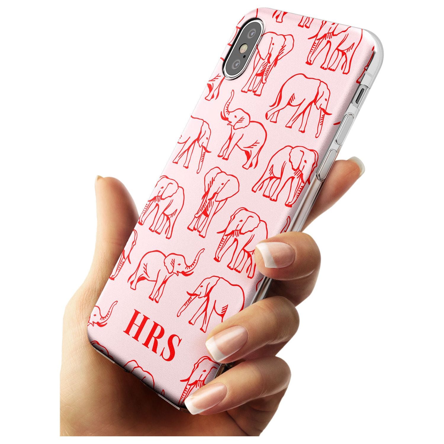 Personalised Red Elephant Outlines on Pink Slim TPU Phone Case Warehouse X XS Max XR