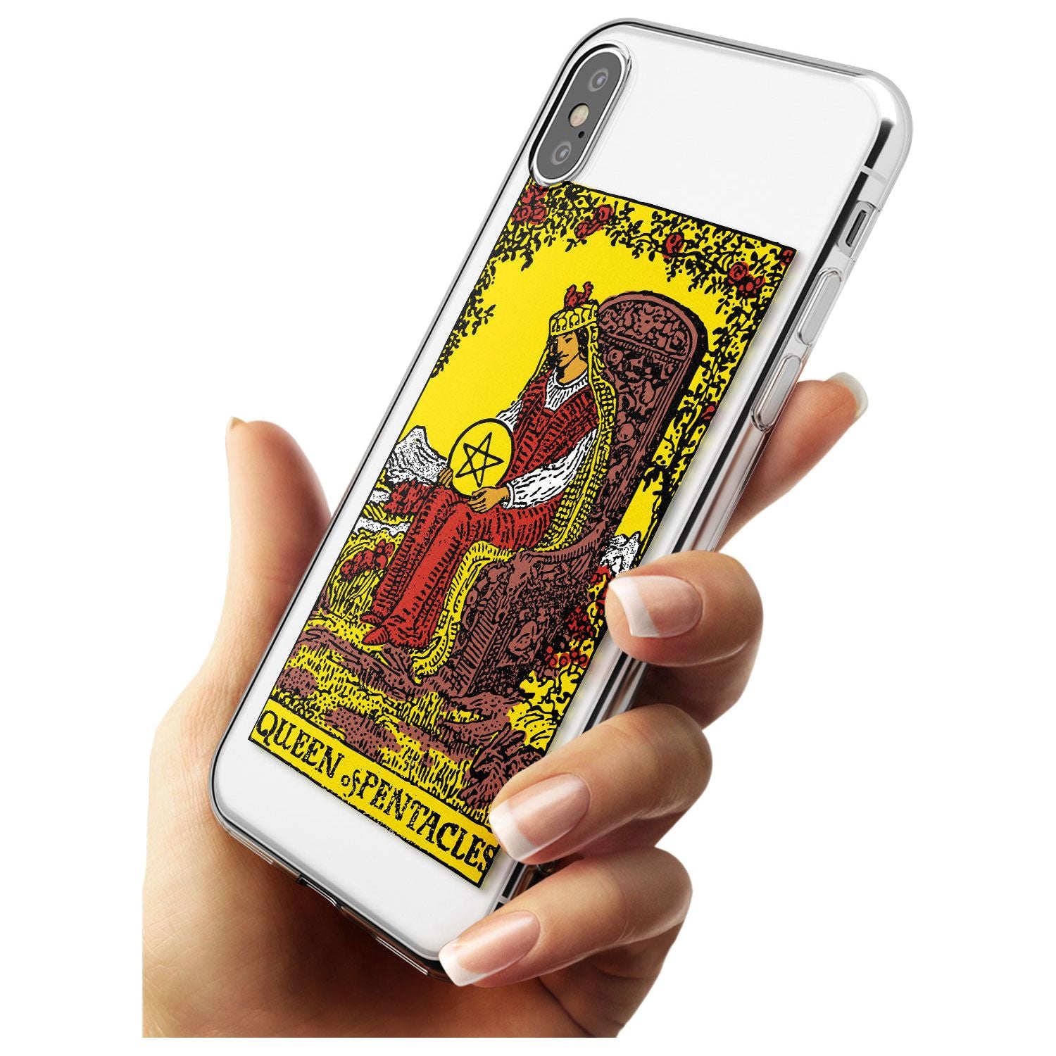 Queen of Pentacles Tarot Card - Colour Black Impact Phone Case for iPhone X XS Max XR