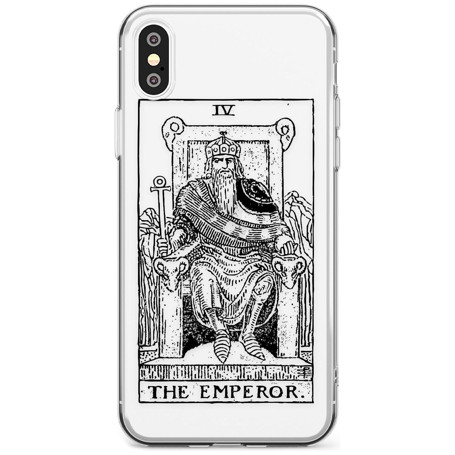 The Emperor Tarot Card - Transparent Black Impact Phone Case for iPhone X XS Max XR