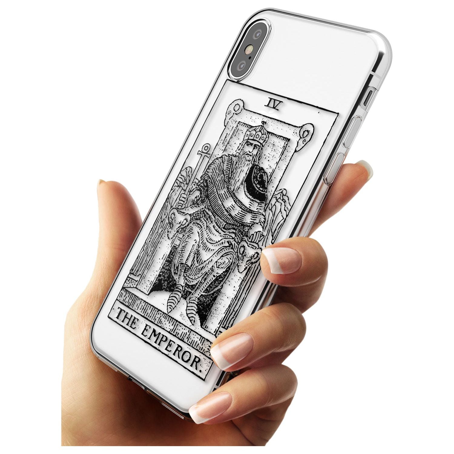 The Emperor Tarot Card - Transparent Black Impact Phone Case for iPhone X XS Max XR