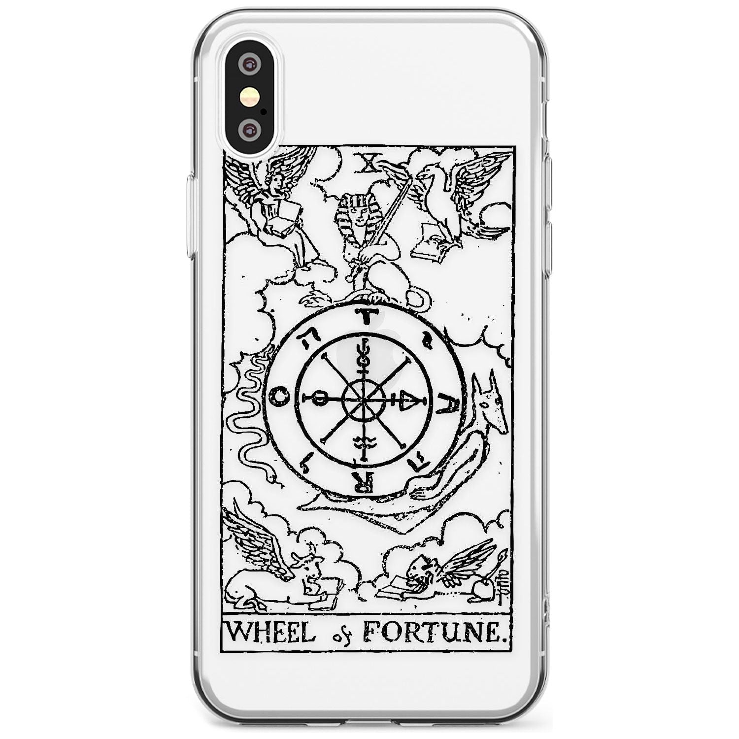 Wheel of Fortune Tarot Card - Transparent Black Impact Phone Case for iPhone X XS Max XR