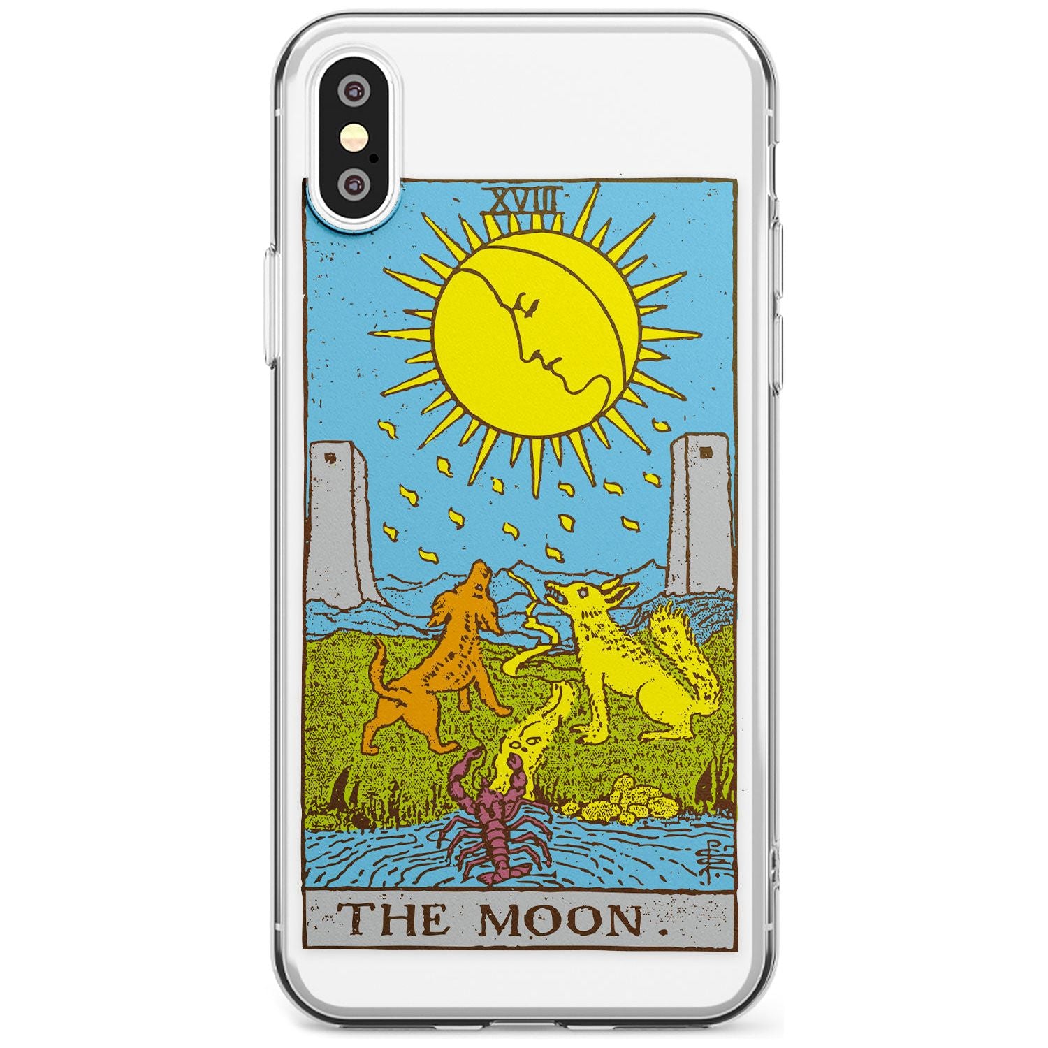 The Moon Tarot Card - Colour Black Impact Phone Case for iPhone X XS Max XR