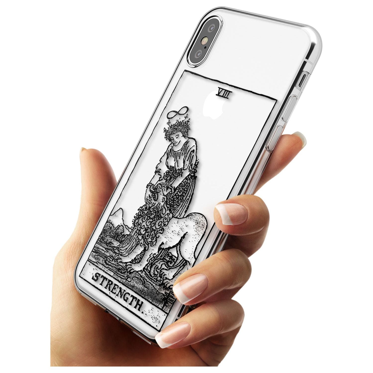 Strength Tarot Card - Transparent Black Impact Phone Case for iPhone X XS Max XR