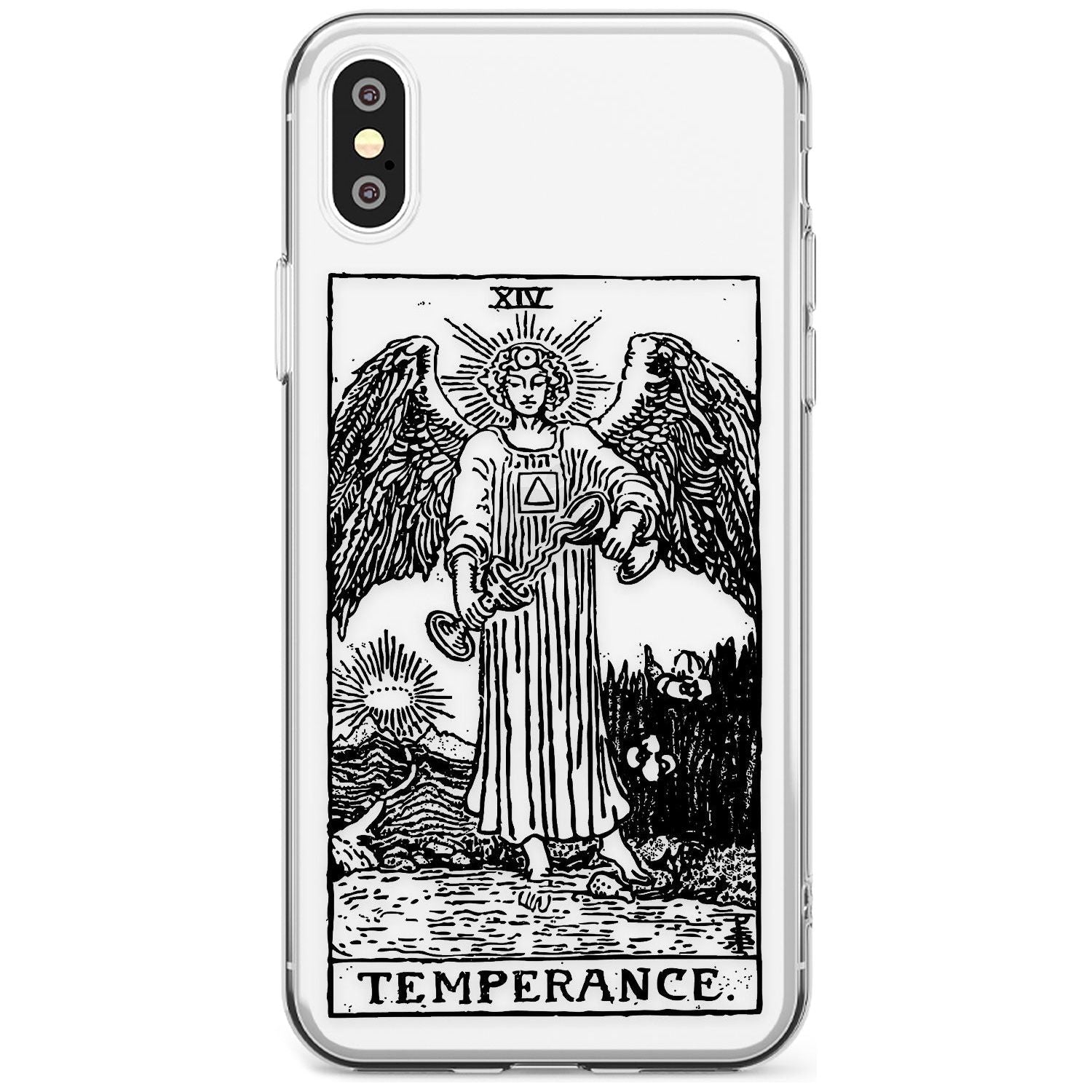 Temperance Tarot Card - Transparent Black Impact Phone Case for iPhone X XS Max XR