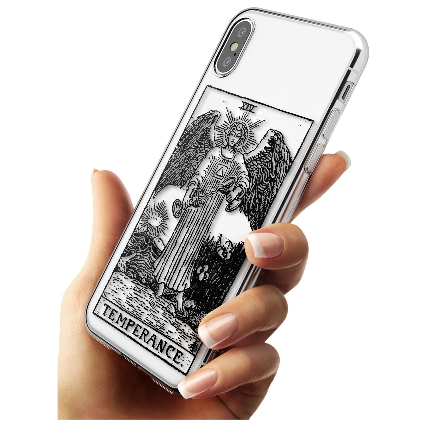 Temperance Tarot Card - Transparent Black Impact Phone Case for iPhone X XS Max XR