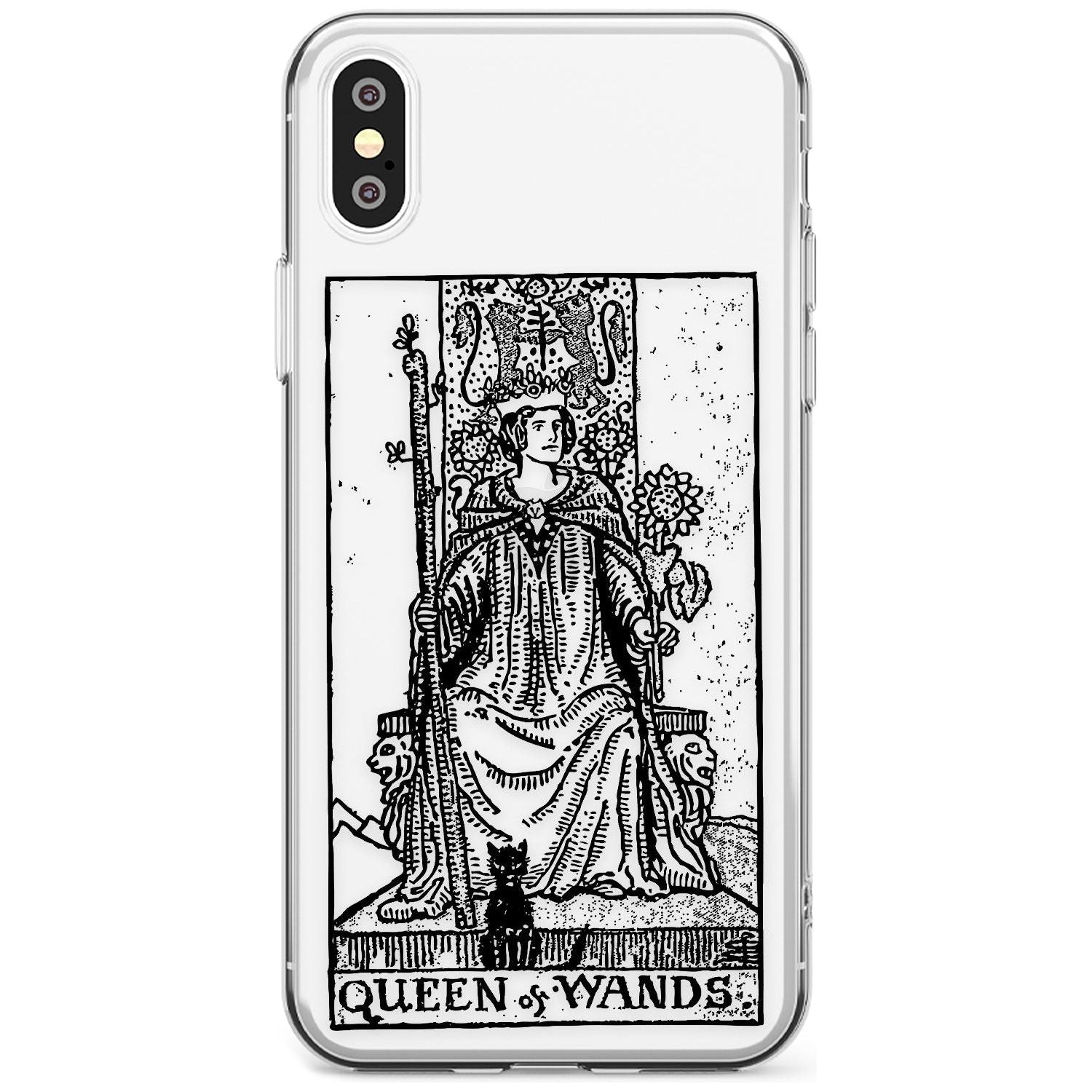 Queen of Wands Tarot Card - Transparent Black Impact Phone Case for iPhone X XS Max XR