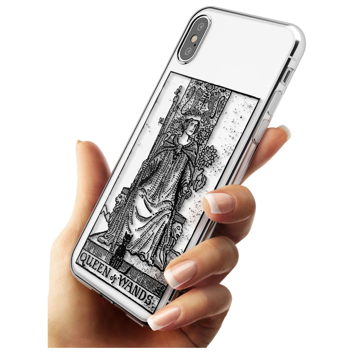 Queen of Wands Tarot Card - Transparent Black Impact Phone Case for iPhone X XS Max XR