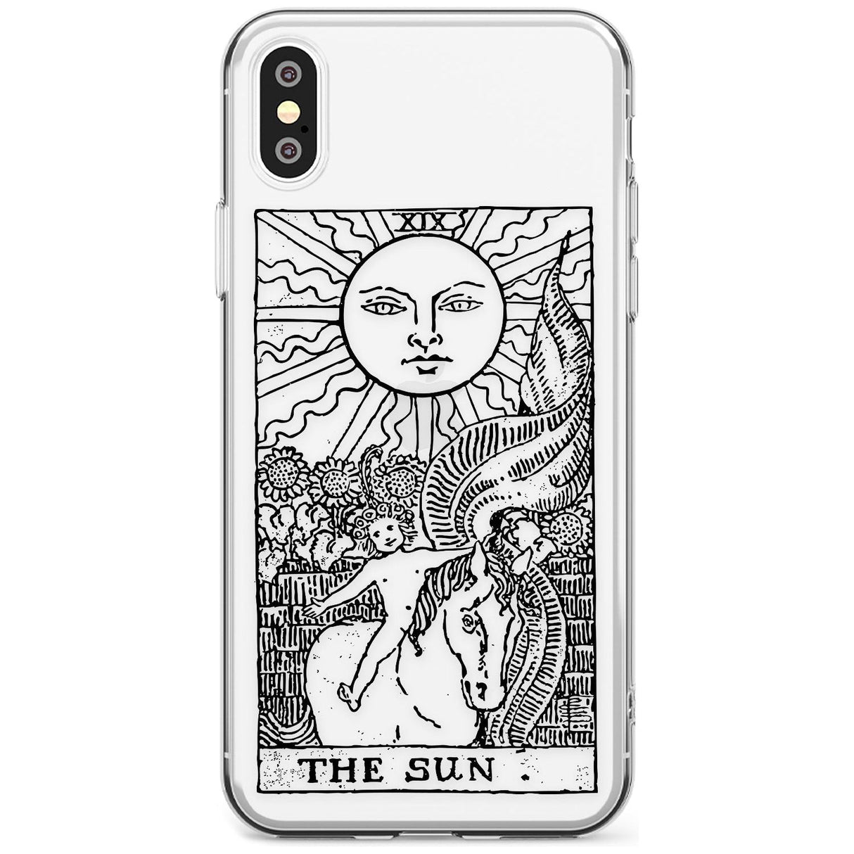 The Sun Tarot Card - Transparent Black Impact Phone Case for iPhone X XS Max XR