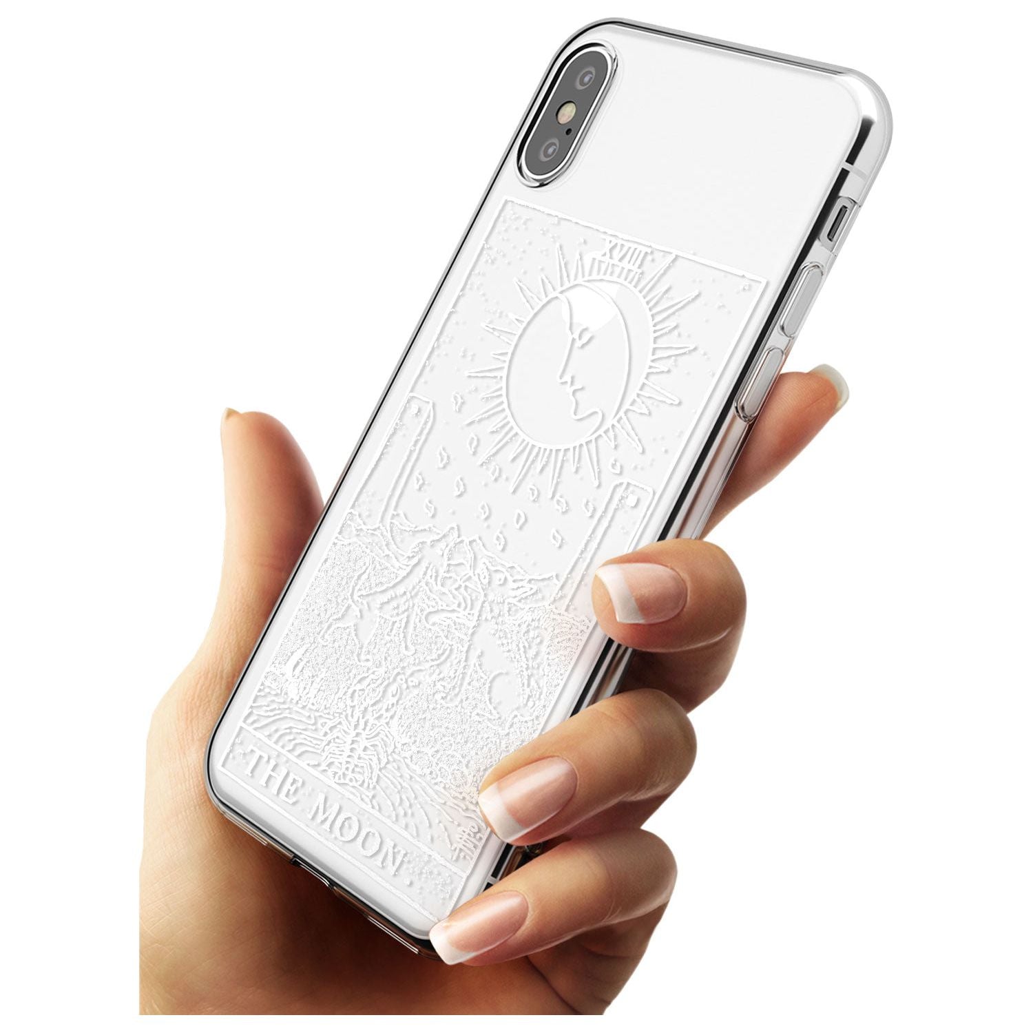 The Moon Tarot Card - White Transparent Black Impact Phone Case for iPhone X XS Max XR