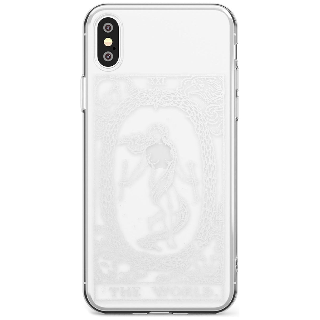 The World Tarot Card - White Transparent Black Impact Phone Case for iPhone X XS Max XR