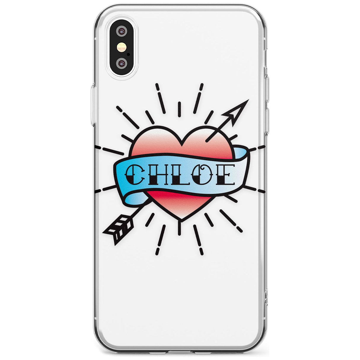 Custom Heart Tattoo Black Impact Phone Case for iPhone X XS Max XR