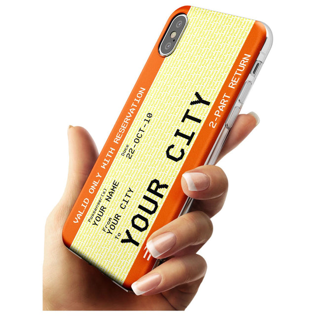 Personalised Create Your Own Train Ticket Slim TPU Phone Blanc Space X XS Max XR