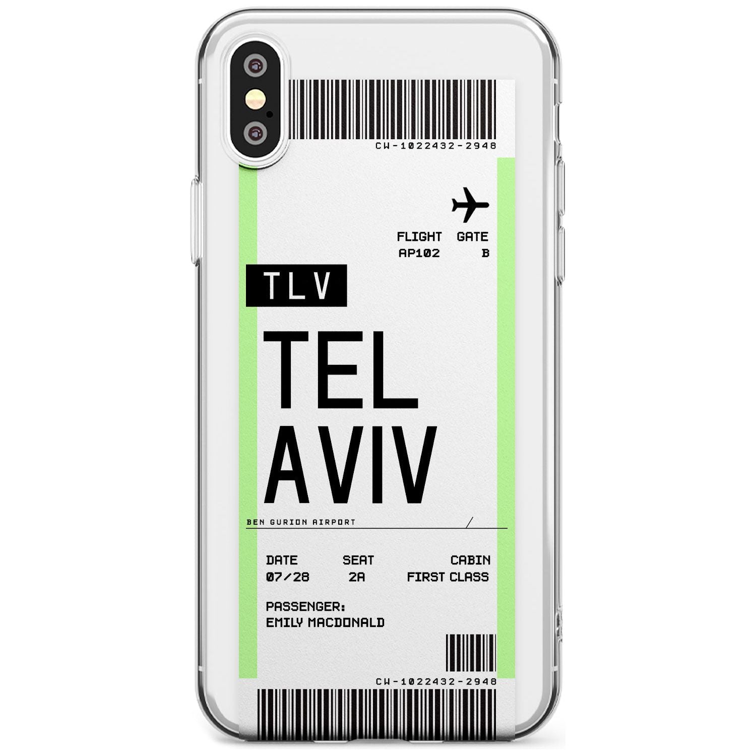 Tel Aviv Boarding Pass iPhone Case  Slim Case Custom Phone Case - Case Warehouse