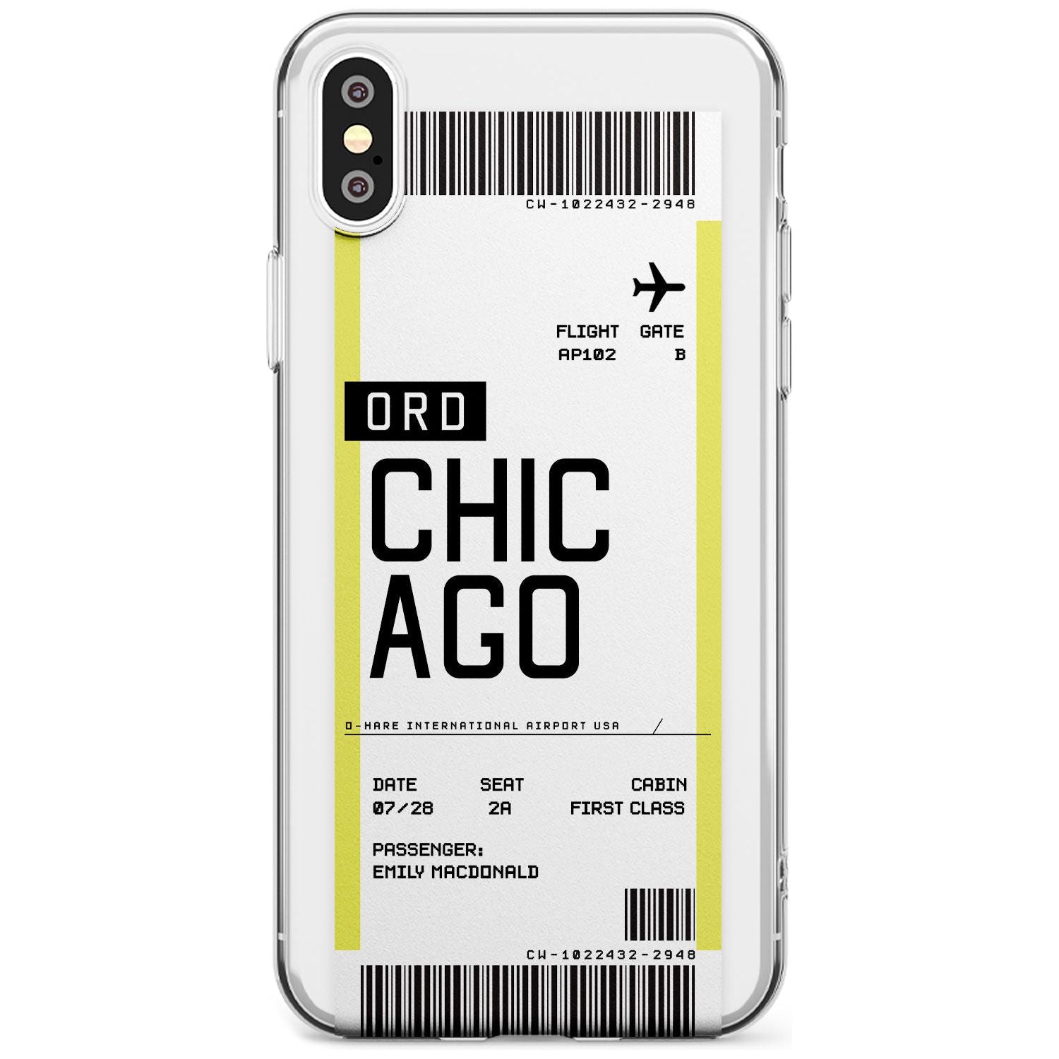 Chicago Boarding Pass iPhone Case  Slim Case Custom Phone Case - Case Warehouse