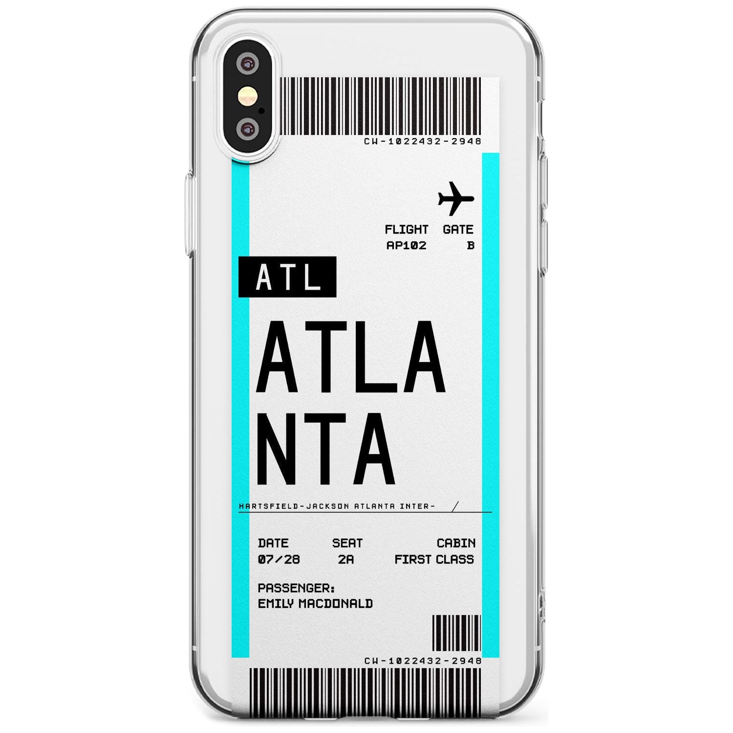 Atlanta Boarding Pass iPhone Case  Slim Case Custom Phone Case - Case Warehouse