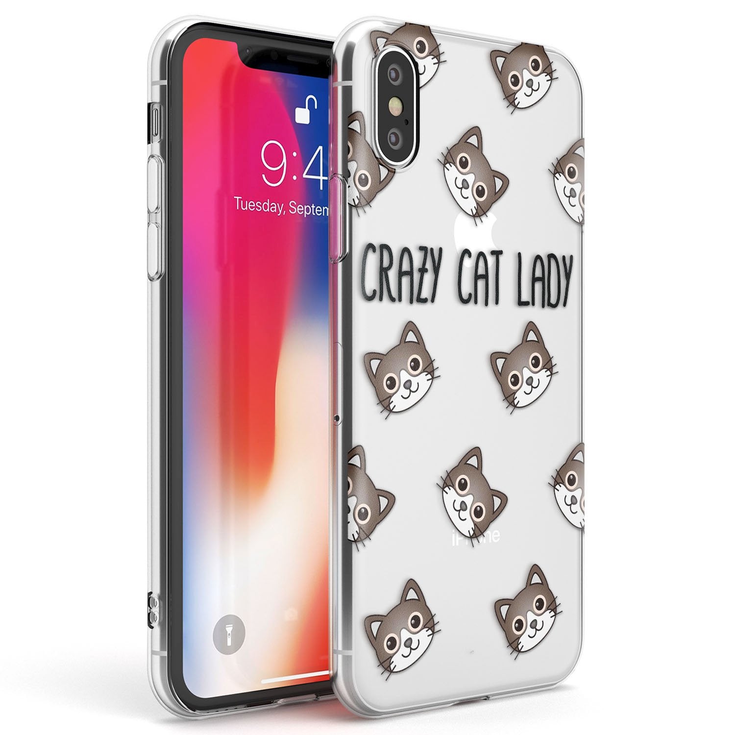 Crazy Cat Lady Phone Case iPhone X / iPhone XS / Clear Case,iPhone XR / Clear Case,iPhone XS MAX / Clear Case Blanc Space