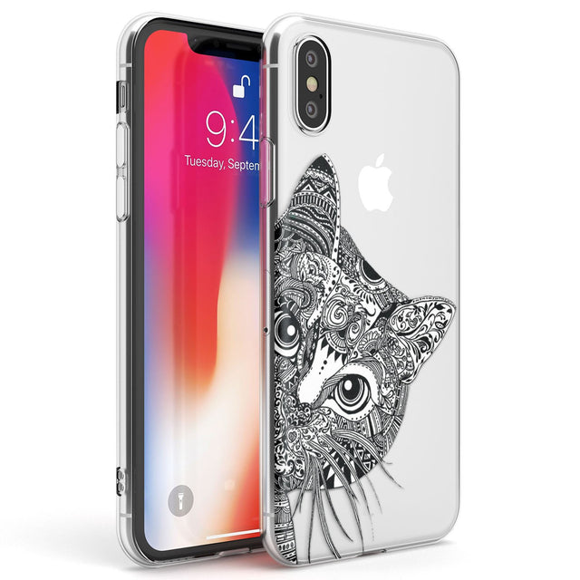 Henna Cat Phone Case iPhone X / iPhone XS / Clear Case,iPhone XR / Clear Case,iPhone XS MAX / Clear Case Blanc Space