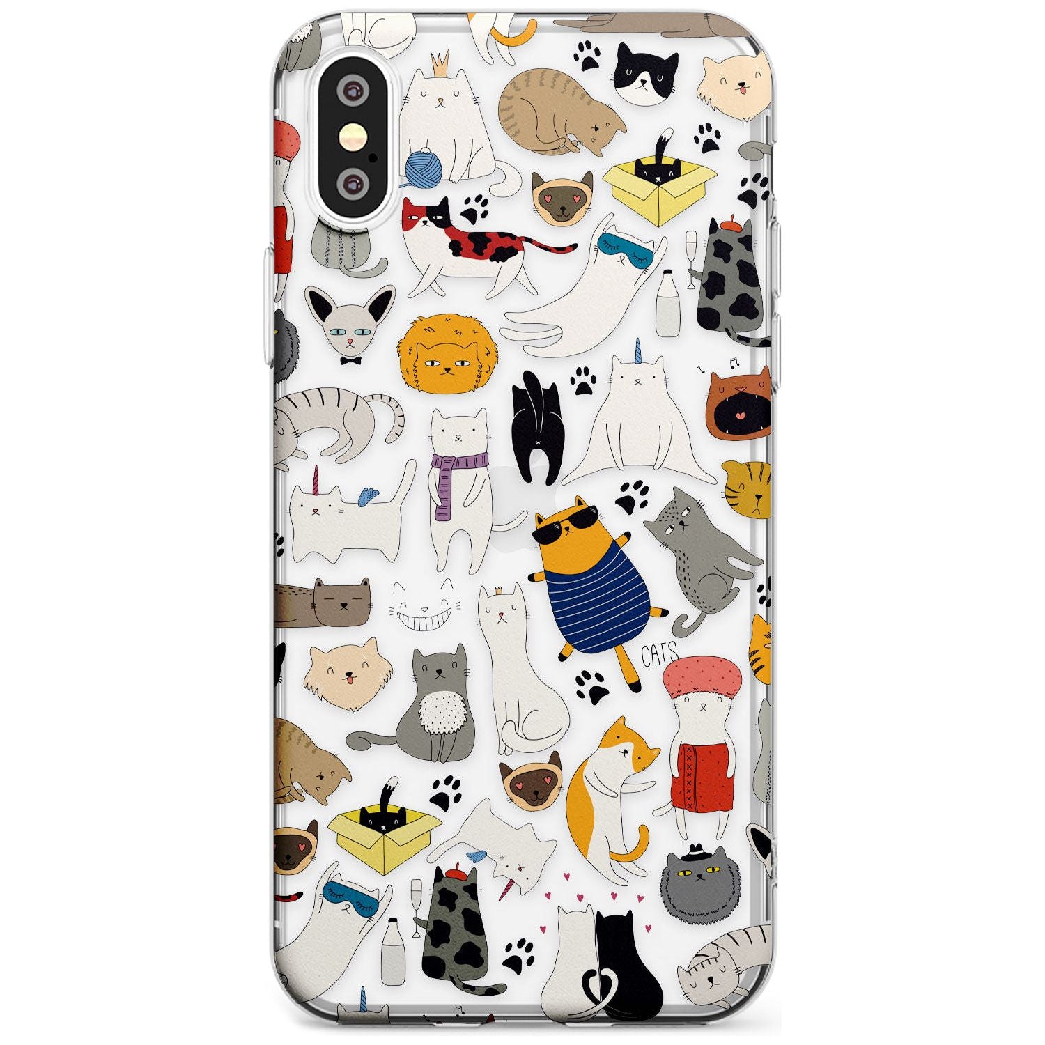 Cartoon Cat Collage - Colour Black Impact Phone Case for iPhone X XS Max XR
