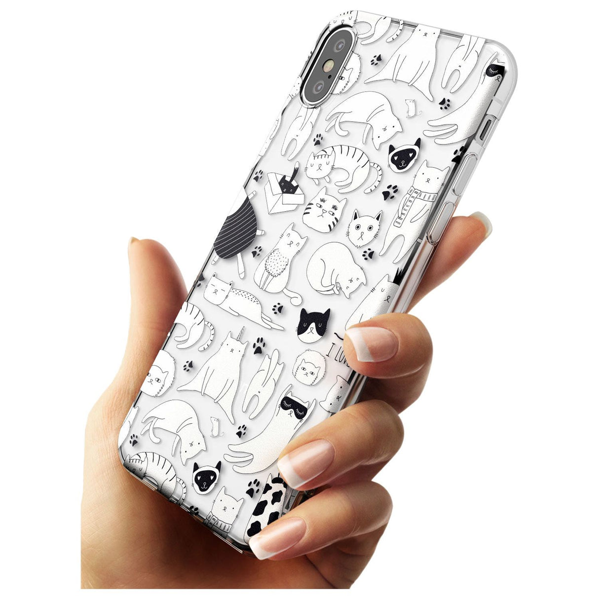 Cartoon Cat Collage - Black & White Black Impact Phone Case for iPhone X XS Max XR